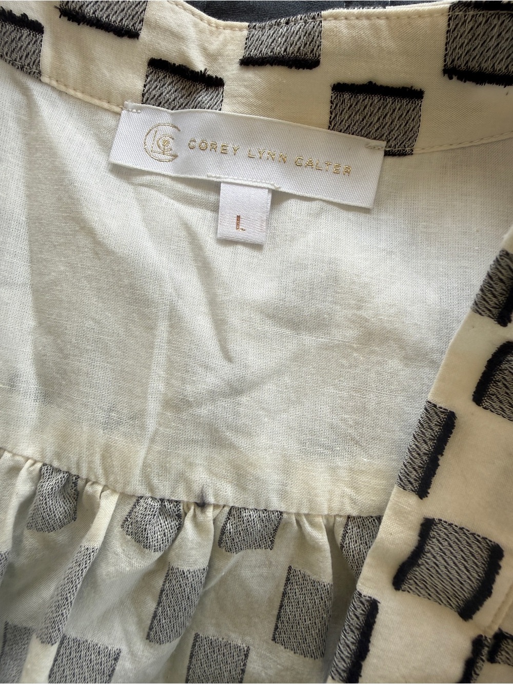 Corey Lynn Calter Black & White Checked Peasant Blouse - Picture 3 of 4